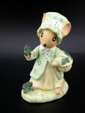 Vintage 1982 St Patrick's Day Enesco Country Calico Mice Mouse Figure picture