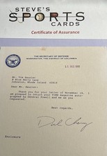 Secretary Defense Dick Cheney Signed Letter Autopen Autograph - COA & Top Loader picture
