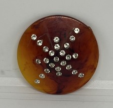 Vintage Large Celluloid Button Victorian Style Amber 2 1/8