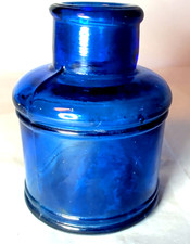 19th Century Antique Cobalt Blue Glass Inkwell Bottle 3
