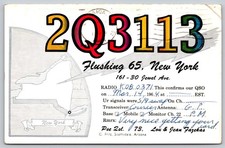 1964 QSL Postcard Flushing NY KDB 0371 Radio Confirmation New York Vintage C99 picture