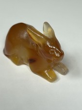 Antique-Style Hand-Carved Carnelian Agate Rabbit Figurine picture
