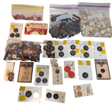 Massive Lot of Antique Vintage Buttons 100's New & Used Fashion Le Bouton Rare + picture