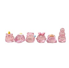 Miniature Piglets Set of Vintage Tiny Pigs Glass Pink Set picture