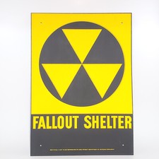 Vintage Original Fallout Shelter Steel Government Sign WITH IMPERFECTIONS picture