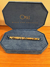 OMAS Metal Fountain Pen, Gold Trim, Blue Ink, 18K Gold Medium (M) Nib Tornatore picture