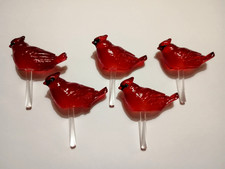 Rare 5 Red Cardinal Lights for Ceramic Christmas Tree Lights, Bulbs, Star NEW picture
