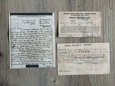 WWII Ephemera Lot (3) 1944 V Mail, Fort Monmouth Pass & 1941 Fort Sheridan Card picture