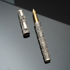 Vintage Luxury Writing 925 Antique Silver Parker Fountain Pen with Refill picture