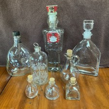 Vintage Glass Bottle Collection Lot of 8 Decanter Cruet Corked Decorative Bottle picture