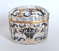 Rare Antique Damon et Delente Paris Art Nouveau Glass Powder Vanity Box Signed picture
