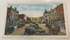 Circa 1920 Main Street Post Card View Pendleton Oregon OR Autos Businesses picture