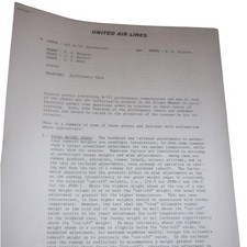 Vintage 1969 United Air Lines B-727 Training Memo Performance Data 3 Pages picture