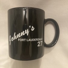VTG JOHNNY’S Fort Lauderdale Gay Male Strip Club Mug Black Kettle One NEW NOS picture