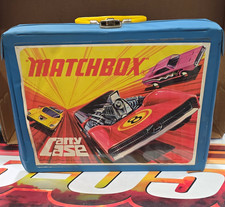 Vintage 1971 Matchbox Lesney Carry Case Blue 48 Car Storage Case w/ 4 Original T picture