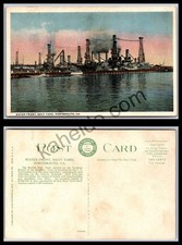 c.1915 USA Portsmouth Virginia Norfolk Navy Yard Battleships Cage Masts Postcard picture