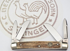 Vintage HEN & ROOSTER BERTRAM GERMANY 124-DS Congress Knife Stag Handles - MINT picture
