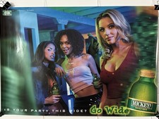 Vintage 2003 Mickey’s Go Wide Mouth Malt Liquor Sexy Women Beer Poster 26” X 18” picture
