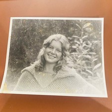 Smiling Woman Portrait 1970s Snapshot Photograph Black & White Candid picture