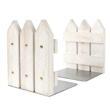 Rustic White Wood Bookends Set of 2 - Decorative Farmhouse Style for Heavy Books picture