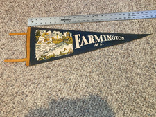 VTG Farmington ME - BANNER Pennant PORTLAND HEADLIGHT Moosehead Lake MILLINOCKET picture