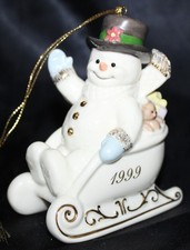 Lenox Classics Snowman Ornament - 1999 - Snowman in Sleigh - with Box picture