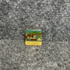 Vintage Pompei Italy Italia Pin Square - Mountains City Port Enamel Lapel Pin picture