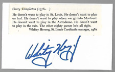 (1) Whitey Herzog Signed Autographed AUTO 3x5 Index Card St Louis Cardinals HOF picture