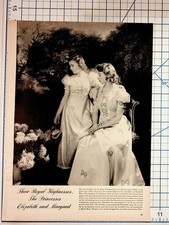Princess Elizabeth Margaret Royal Family Photo Print Magazine Page 1940s picture