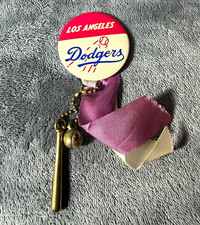 Vintage 1960s Los Angeles Dodgers Pinback Ribbon Bat Ball Charm MLB Baseball picture