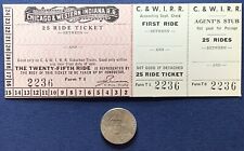 RARE BLANK 25 RIDE TRAIN TICKET CHICAGO & WESTERN INDIANA RR #2236 RED AND WHITE picture