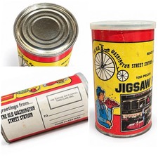 Vtg Old Washington Street Station KC Restaurant Mail-A-Puzzle Souvenir Can Rare picture
