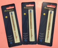 (3) THREE WATERMAN BLUE MEDIUM BALL POINT REFILLS~SEALED PACKS~BUY@$7.77~GODLY picture