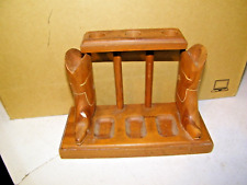 Vintage Wood Tobacco Pipe Holder/Rest Cowboy Boots Western Themed Tobacco picture