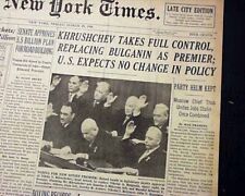 NIKITA KHRUSHCHEV Becomes Soviet Premier for Total Russia Control 1958 Newspaper picture