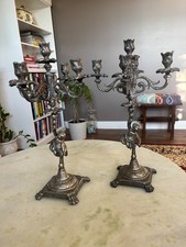 Antique 19th Century Antique European Bronze Candle Holders - A Pair picture