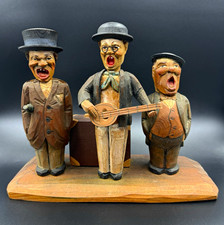 Vintage ANRI Carved Wood Barware Set Italy