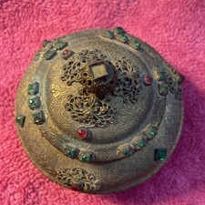 Antique Gilt Bronze & Jeweled Powder Covered Jar (A1718) picture
