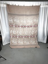 antique cowboy western bedspread 60x92 beige red green original 1940-50 picture