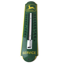 Vintage John Deere Sign - Service Guage Gas Pump Sign on Porcelain Thermometer picture