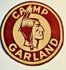 Vintage 1940s CAMP GARLAND Boy Scout Felt PATCH BSA / Indian Nations / Oklahoma picture