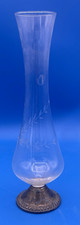 STERLING SILVER - Antique Raimond Etched Glass Bud Vintage Bottle Vase 10