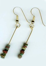 BC1100 Colorful Ancient Egypt Faience Silica Ceramic Proto Glass+14ktGF Earrings picture