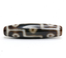 Rare Tibetan 1990s-era 9 Eyes Dzi Bead Pattern Agate Talisman Handmade Amulet picture