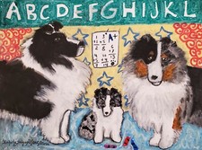 Sheltie Home School Dog Art 8 x 10 Print Shetland Sheepdog Collectible by KSams picture