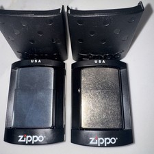 Lot of 2 New Zippo Chrome Lighters Brushed 2005 2006 Sticker Seal in Package picture
