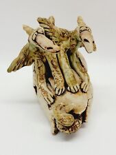 Vtg Wild Earth Lila Stuart Pottery Twin Dragons Hatching Collectible Figurine picture