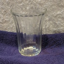 Vintage Cherry Etched 9oz Tumbler Juice Glass Clear Vertical Lines  picture