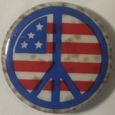 Vintage Peace Symbol Pin 🕊️ American Flag Pinback Button NOS 1960s-1970s picture