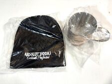 Absolut Vodka Cup And Cat Set Copper Mule Mug, Embroidered Beanie Knit Hat Black picture